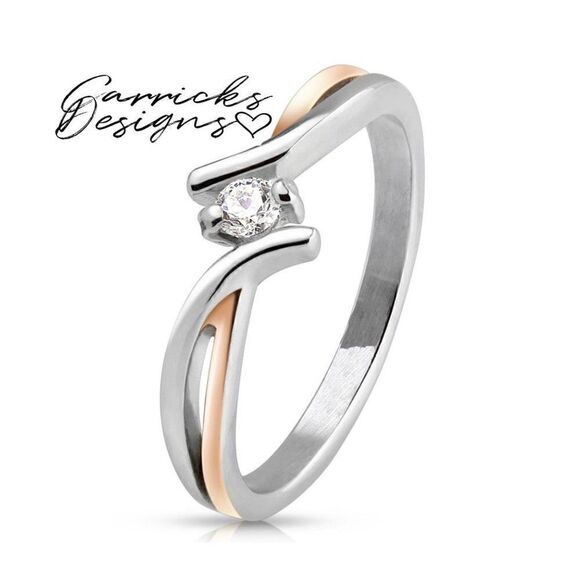 Women's Rose Gold Twist Promise Ring - Gold Twist Promise Ring For Girl's - Picture 4 of 7